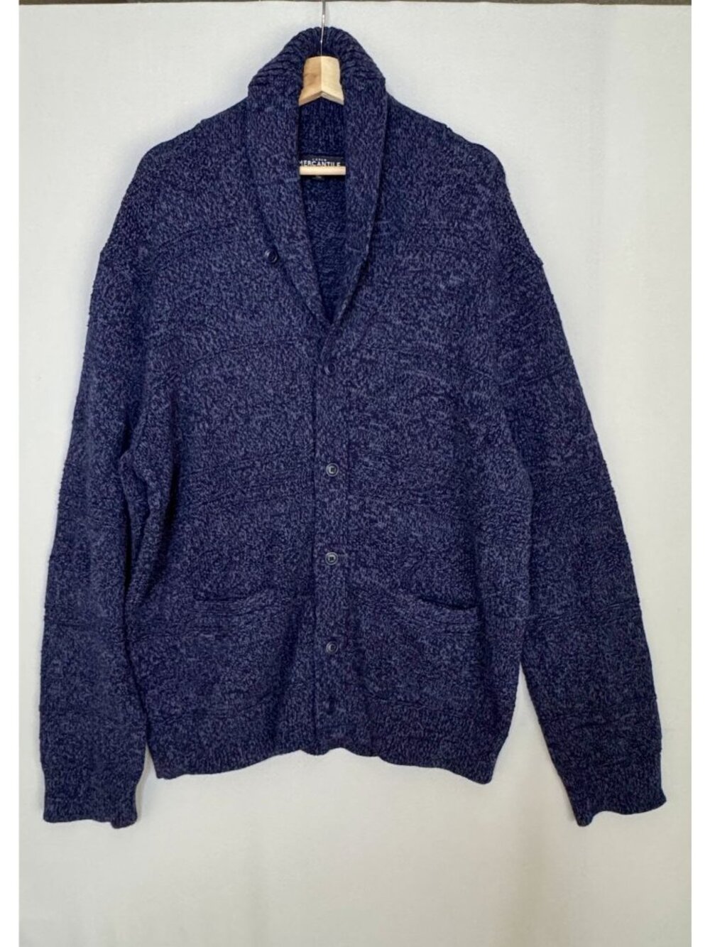 J. Crew Mercantile Cotton Navy Blue Shawl Collar Fisherman Cardigan X-Large